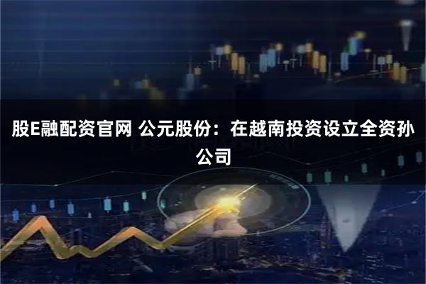 股E融配资官网 公元股份：在越南投资设立全资孙公司