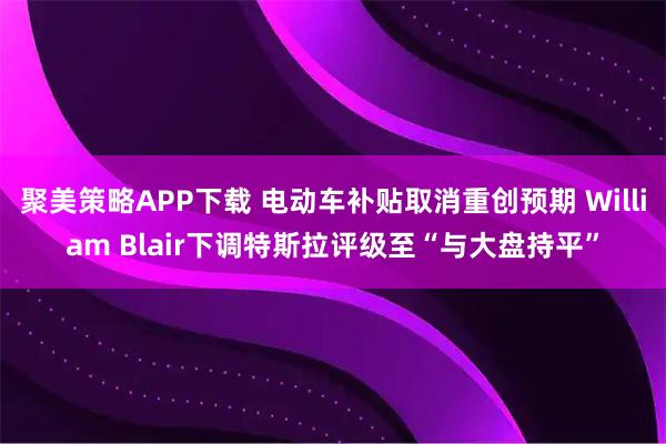 聚美策略APP下载 电动车补贴取消重创预期 William Blair下调特斯拉评级至“与大盘持平”