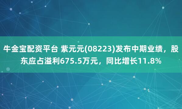 牛金宝配资平台 紫元元(08223)发布中期业绩，股东应占溢利675.5万元，同比增长11.8%